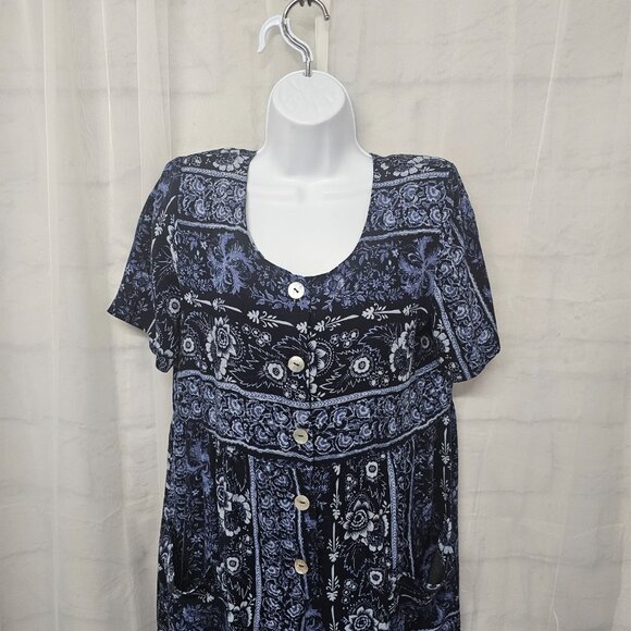 Molly Malloy Blue Floral Jumpsuit Cropped Cottagecore Boho 10P - Picture 2 of 12